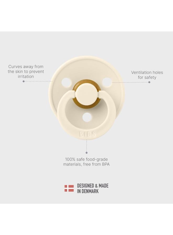 BIBS Pack of 2 Colour Soother Bpa Free Dummy Pacifier, Round Natural Rubber Latex, Size 2 6 To 18 Months , Iron/Baby Blue - Image 3