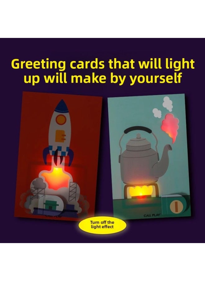 KoA Duck Magic Paper Circuit Year Luminous Electronic Greeting Card DIY Scientific Experiment Material Package Educational Toys Gift-Specifications:Magic Glowing Greeting Card + Year Scratch Greeting Card