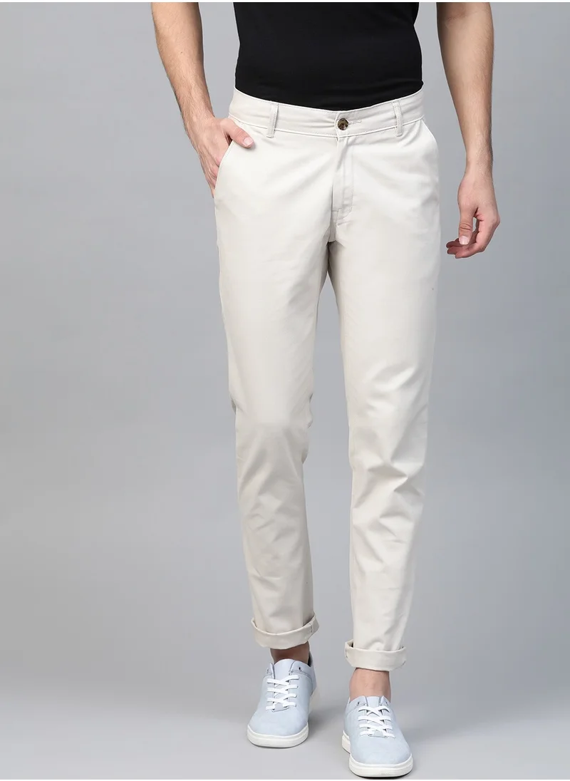 هوبرهولمي Slim Fit Chinos for Men - Beige Cotton