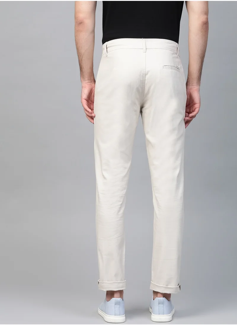 هوبرهولمي Slim Fit Chinos for Men - Beige Cotton