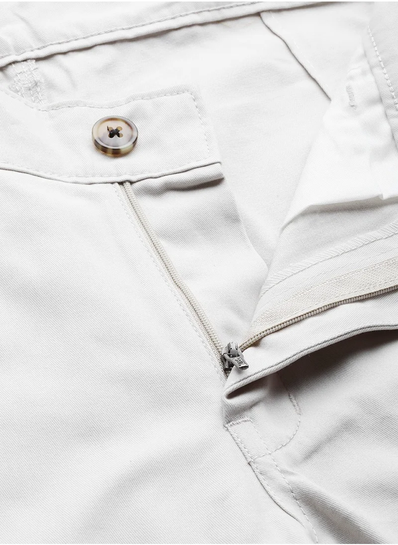هوبرهولمي Slim Fit Chinos for Men - Beige Cotton