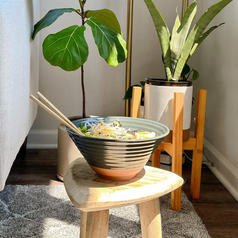 Mora Ceramic Ramen Bowl Set of 2 45oz  Great for Pho Miso Udon Soup Instant Noodles Serving Thai or Asian Food  Microwave Safe Large Japanese Noodle Bowls Modern Kitchen  Charcoal - Image 4