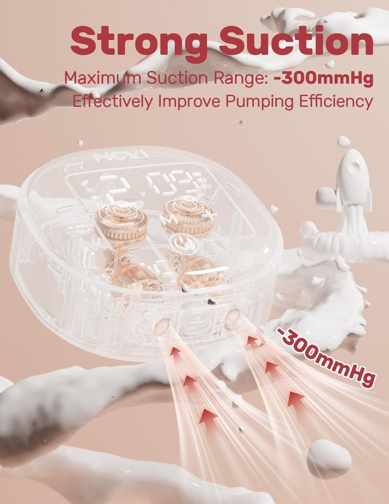 NCVI مضخة ثدي قابلة للارتداء NCVI بدون استخدام اليدين مع فلانج 2124 مم مضخة رضاعة محمولة مع مشبك موتور للسفر والعمل مزودة بأكواب جمع مضادة للتسرب من الجيل الثالث بحجم مناسب للسفر - Image 4