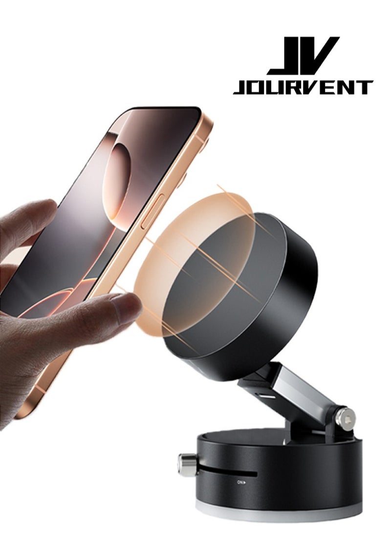 Jourvent - Magnetic Car Phone Holder, Suction Cup Mount, Multi-Angle Rotation, Includes Mirror Stickers, Magnetic Sheets, and Hex Wrench for Easy Installation - Image 1