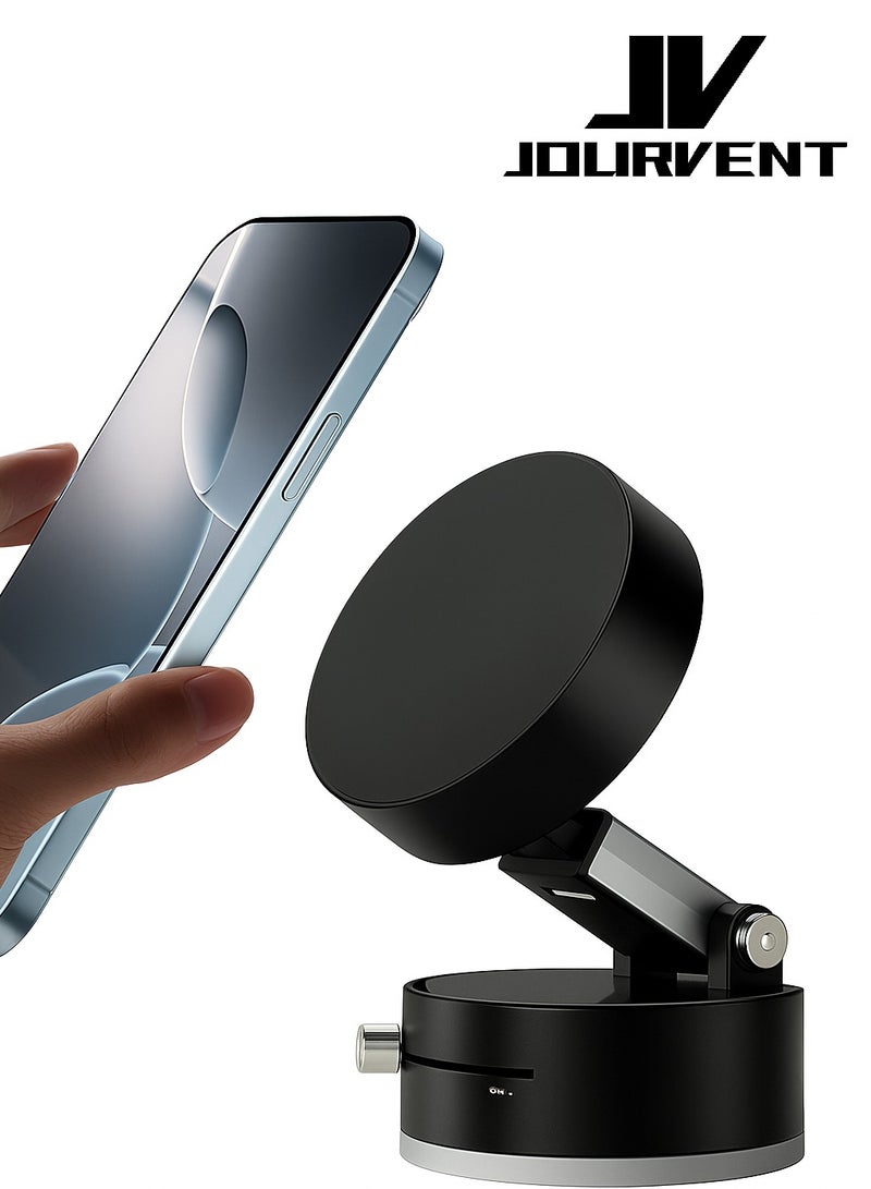 Jourvent Magnetic Car Phone Holder, Suction Cup Mount, Multi-Angle Rotation, Includes Mirror Stickers, Magnetic Sheets, and Hex Wrench for Easy Installation - Image 1