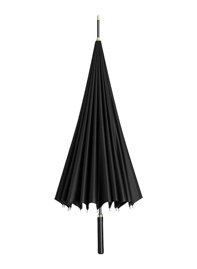 UNIQUE CART Ultra Strong 24 Rib Windproof Umbrella - Double Layer Canopy, Automatic Open, UV & Rain Protection, Durable Metal Frame (Black) - Image 4