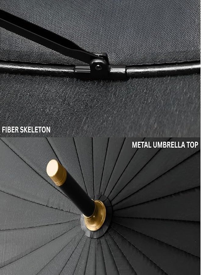 UNIQUE CART Ultra Strong 24 Rib Windproof Umbrella - Double Layer Canopy, Automatic Open, UV & Rain Protection, Durable Metal Frame (Black) - Image 5