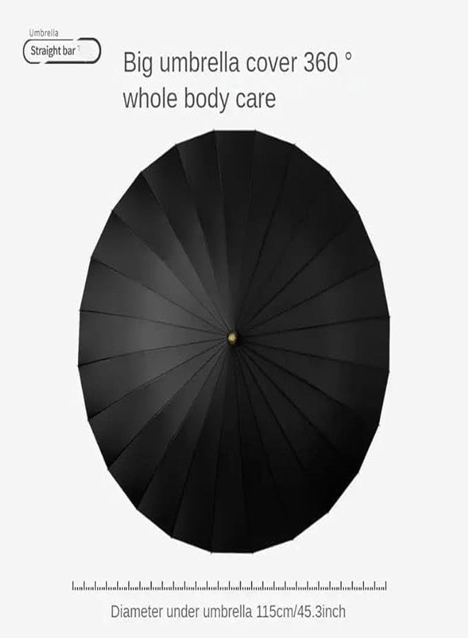 UNIQUE CART Ultra Strong 24 Rib Windproof Umbrella - Double Layer Canopy, Automatic Open, UV & Rain Protection, Durable Metal Frame (Black) - Image 3