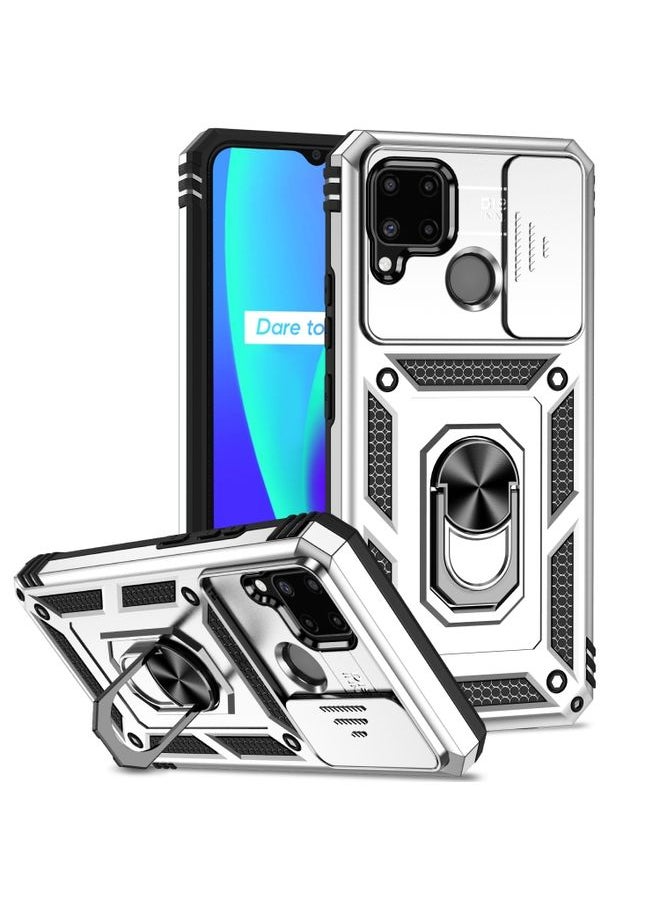 HuHa Case Cover For Realme C11 / C12 / C15 Sliding Camshield Holder Phone Case Silver 