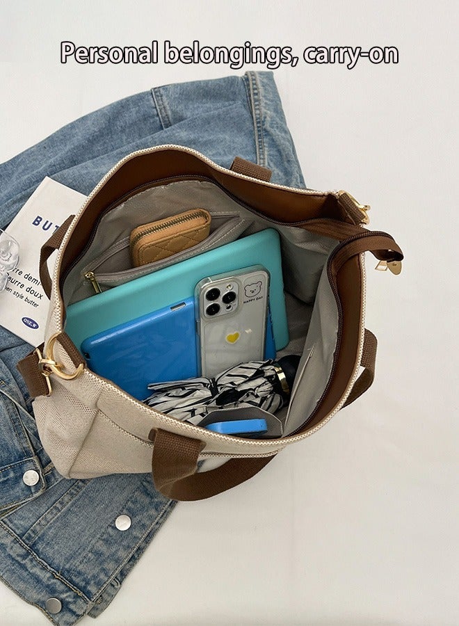 Canvas Tote Bag with Pockets,Crossbody Bag Tote，Large Canvas Tote Purse,Top Handle Shoulder Handbags,Casual Work Bags,Everyday Satchel Bags, Everything Tote Bag for Working,Traveling,Shopping,one size - Image 3