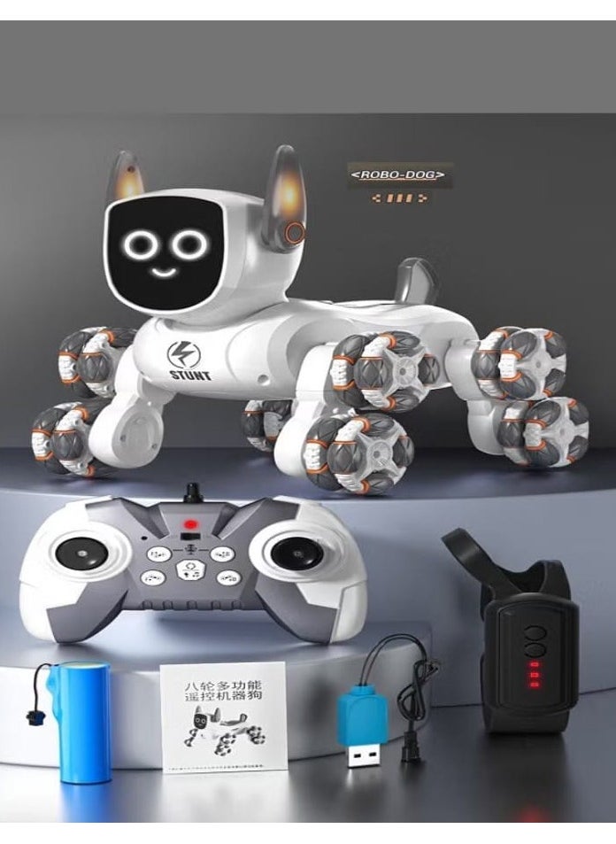 8 Wheels 2.4GHz Remote Control Robot Dog, Smart Stunt Performance Designer Dog with Music and Light Effects, 360 Degree Rotating Robot Toy, Suitable Gift for Boys and Girls  - Image 1