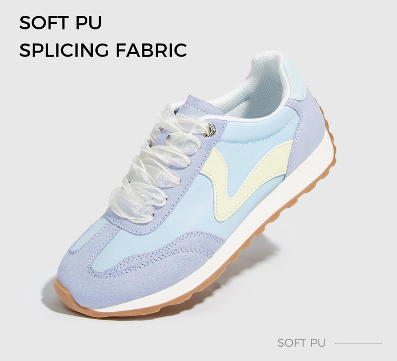 LUCKY STEP Women's Fashion Sneakers Trendy Tennis Shoes Neutral Stylish Retro Trainers Casual Running Walking Shoes(Blue/Yellow,11 B(M) US) - Image 4
