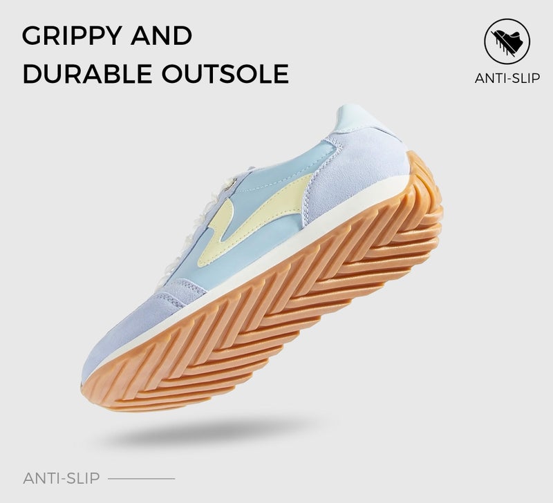 LUCKY STEP Women's Fashion Sneakers Trendy Tennis Shoes Neutral Stylish Retro Trainers Casual Running Walking Shoes(Blue/Yellow,11 B(M) US) - Image 3