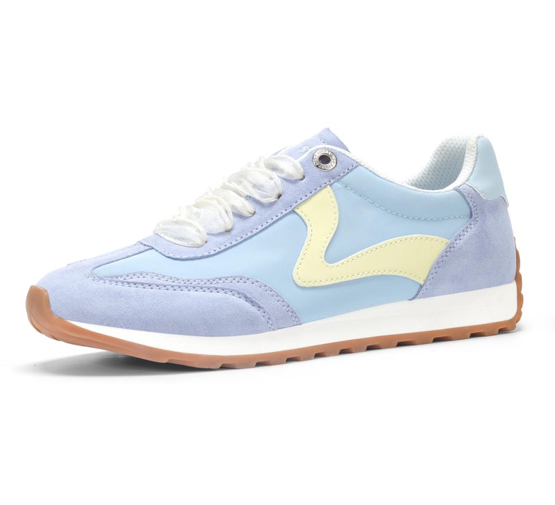 LUCKY STEP Women's Fashion Sneakers Trendy Tennis Shoes Neutral Stylish Retro Trainers Casual Running Walking Shoes(Blue/Yellow,11 B(M) US) - Image 1