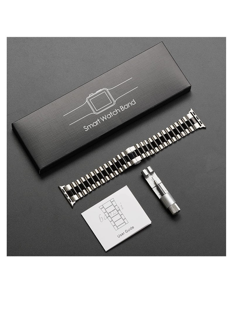Compatible with Apple Watch Band Series 5 44mm 42mm, Stainless Steel iWatch Band with Butterfly Folding Clasp for iWatch Band Series 5/4/3/2/1 - Image 5