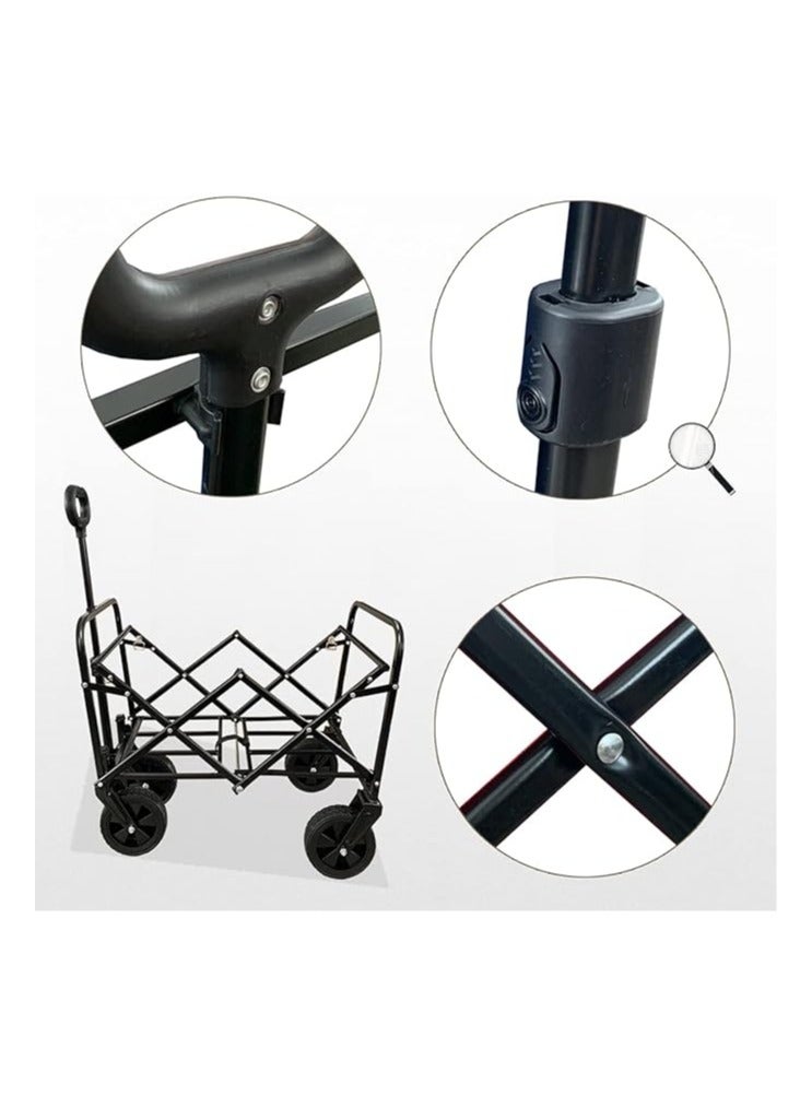 TAMTEK Folding Wagon Cart Collapsible Outdoor Utility Wagon Garden Shopping Cart Beach Wagon with All-Terrain Wheels 600D Oxford (Black, 80L) - Image 5