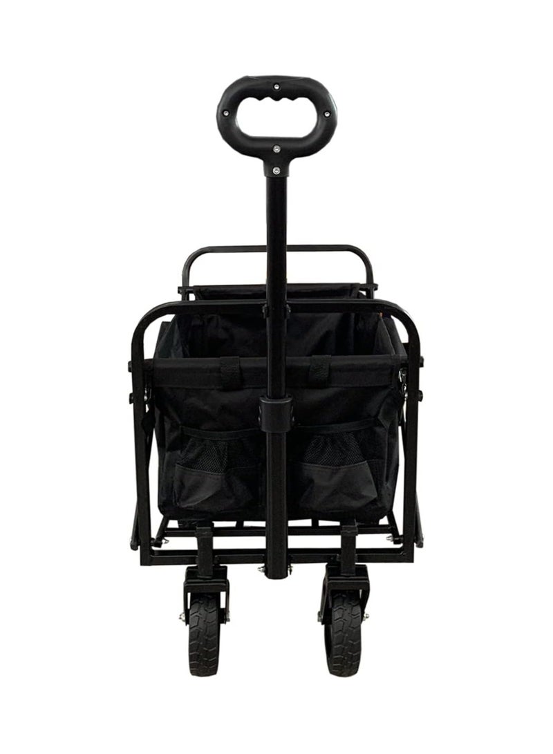 TAMTEK Folding Wagon Cart Collapsible Outdoor Utility Wagon Garden Shopping Cart Beach Wagon with All-Terrain Wheels 600D Oxford (Black, 80L) - Image 3