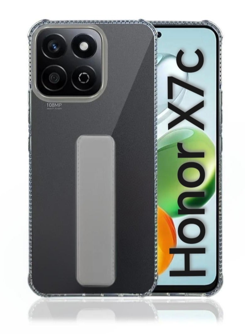 ARMOR Case Cover For Honor X7c With Magnetic Hand Grip 3 in 1 Clear / Grey - Image 1
