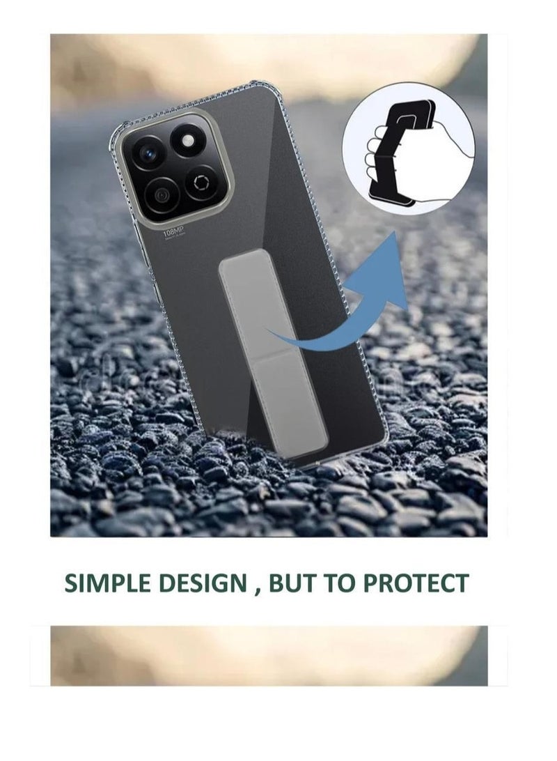 ARMOR Case Cover For Honor X7c With Magnetic Hand Grip 3 in 1 Clear / Grey - Image 2