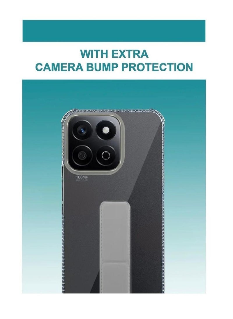 ARMOR Case Cover For Honor X7c With Magnetic Hand Grip 3 in 1 Clear / Grey - Image 4