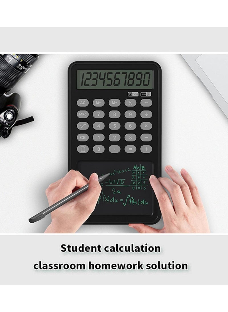 12-Digit Display Handheld Basic Scientific Calculators for Home Office School Business Electronic Board Drawing/Memo Pads, Pocket Calculators with LCD Writing Tablet - Image 2
