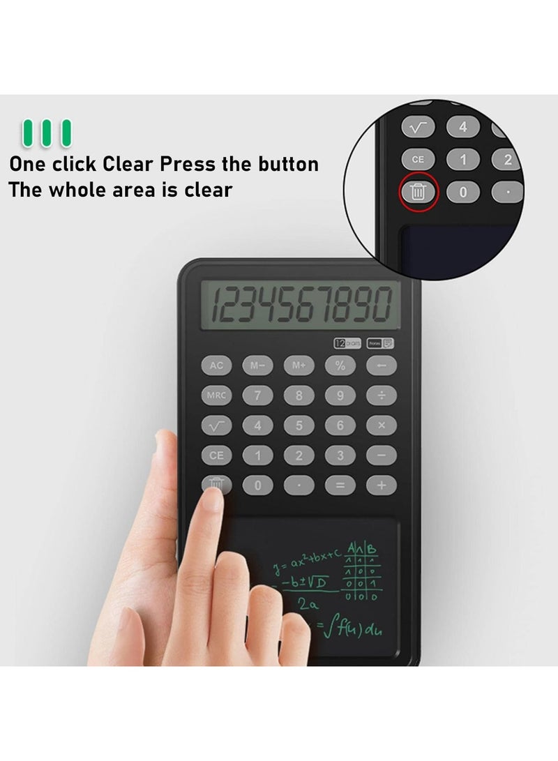 12-Digit Display Handheld Basic Scientific Calculators for Home Office School Business Electronic Board Drawing/Memo Pads, Pocket Calculators with LCD Writing Tablet - Image 5