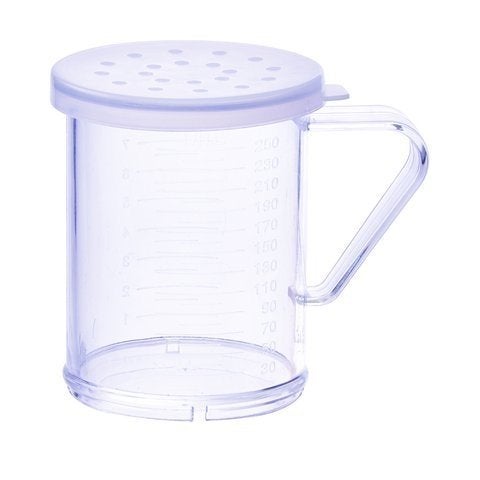 Winco PDG10CL 10 Oz Plastic Dredge with Clear Snapon Lid Seasoning Sugar Spice Pepper Shaker with Large Holes