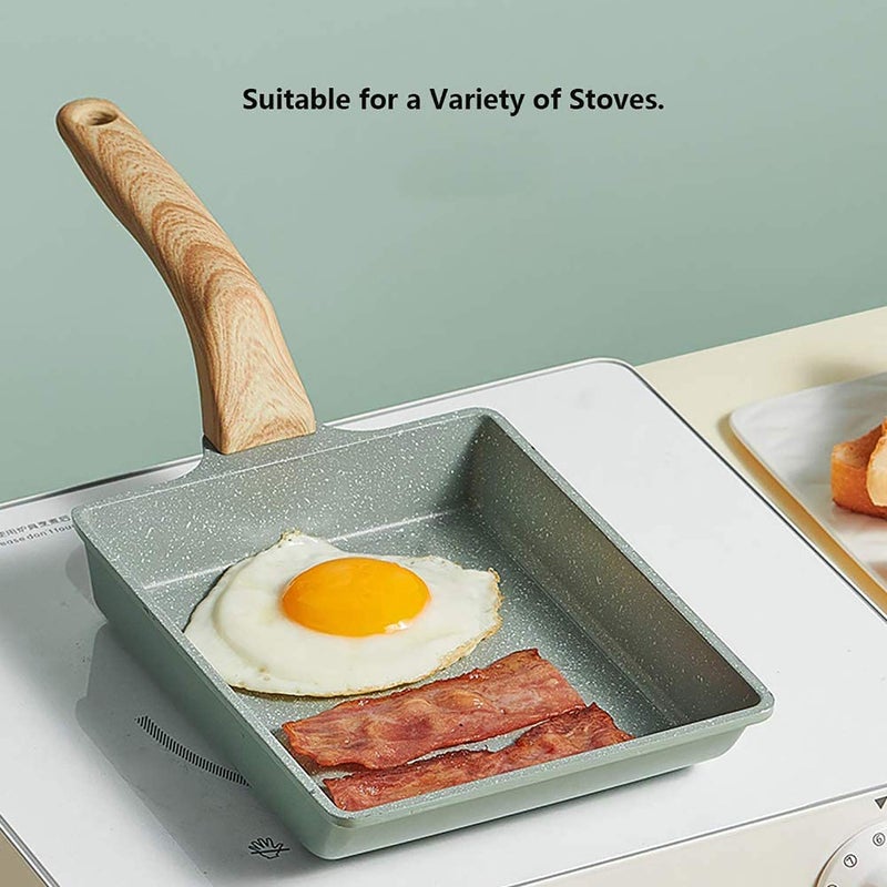 MIHUNTER Japanese Omelette Pan Nonstick Tamagoyaki Egg Pan,Retangle Small Frying Pan,with Silicone Spatula & Brush,Non-Stick Coating (PFOA Free) - 20 x 15cm - Image 4
