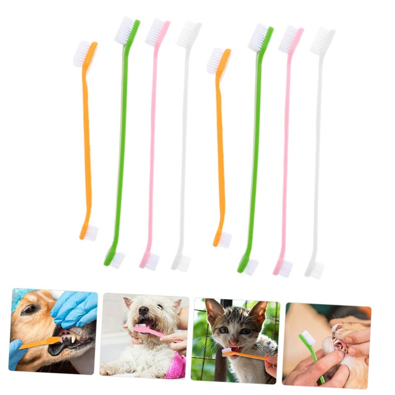 8Pcs Dog Toothbrush Set Dual Head For Oral Care With Non Slip Handle - Image 4