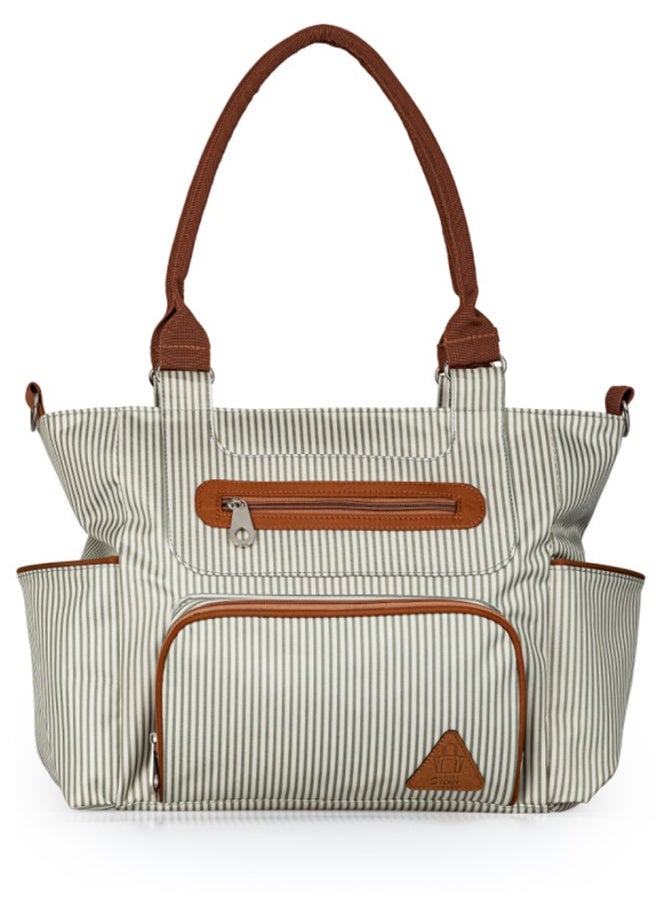 كيس الحفاضات 6 قطعة مجموعة مع خطايات وحفاضات تغيير الحصيرة - حقيبة طفل عاج أبيض مقاوم للماء مع أحزمة عربة العجلة والجيوب المعزولة وقفل مكافحة السرقة - للآباء الجدد والسفر والاستخدام اليومي - سعة كبيرة وسهولة التنظيف والاكسسوارات المطابقة - Image 3