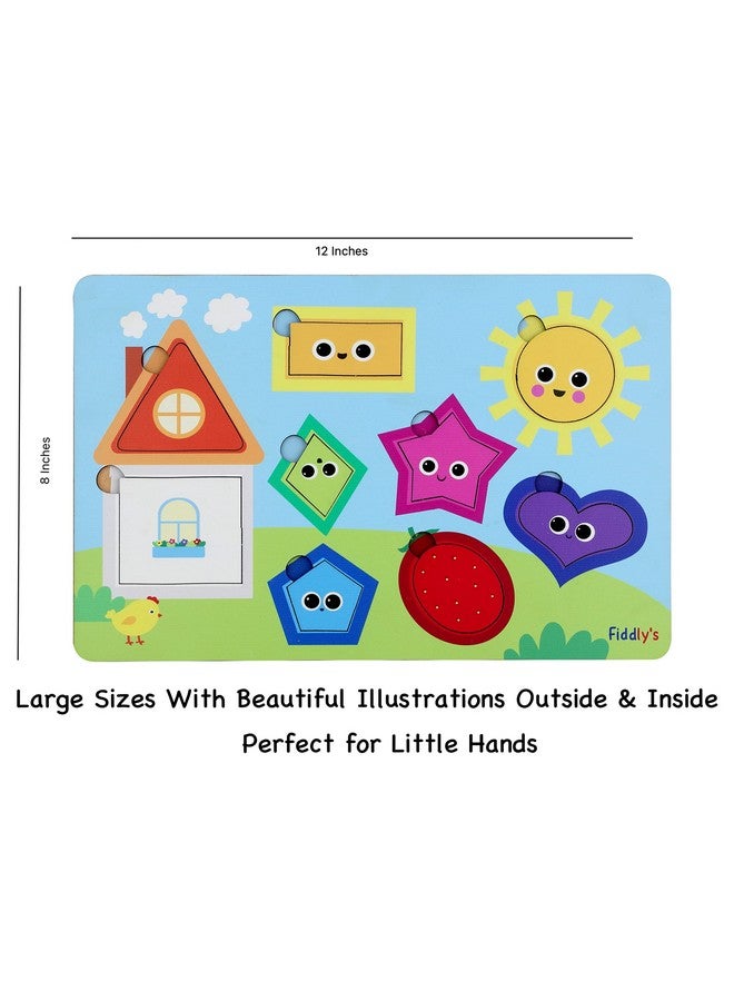 Fiddlys Fiddly's Wooden Learning Educational Puzzle 12 inch x 8 Inch Large Puzzle Toy for Kids & Children Age 4+ (Shapes) - Image 3