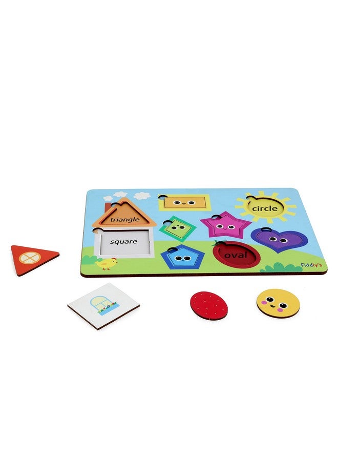 Fiddlys Fiddly's Wooden Learning Educational Puzzle 12 inch x 8 Inch Large Puzzle Toy for Kids & Children Age 4+ (Shapes) - Image 2