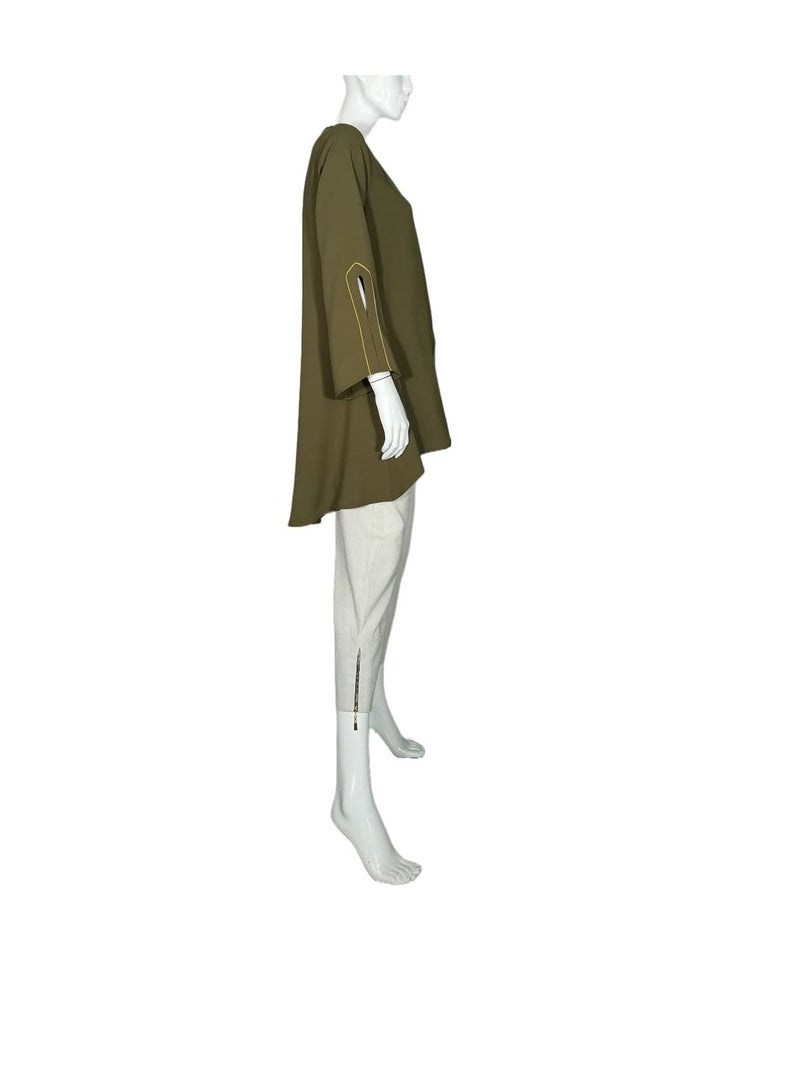 Sana'a Kayum Olive Green Tent Styled Tunic With Bell Shaped Sleeve By Sanaa Kayum - Image 2