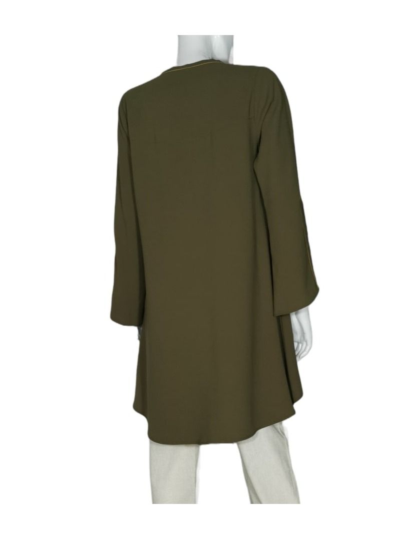 Sana'a Kayum Olive Green Tent Styled Tunic With Bell Shaped Sleeve By Sanaa Kayum - Image 3