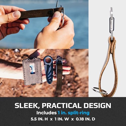 Trayvax Keyton Leather Keychain, Quick Release Carabiner Clip Key Chain for Men and Women, Stainless Steel, Raw Mississippi Mud - Image 5