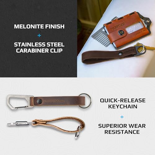 Trayvax Keyton Leather Keychain, Quick Release Carabiner Clip Key Chain for Men and Women, Stainless Steel, Raw Mississippi Mud - Image 4