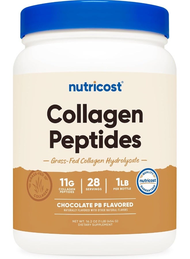 Nutricost مسحوق ببتيدات الكولاجين (بنكهة الشوكولاتة وزبدة الفول السوداني) 1 رطل - كولاجين هيدروكسي من حيوانات تتغذى على الأعشاب - Image 1