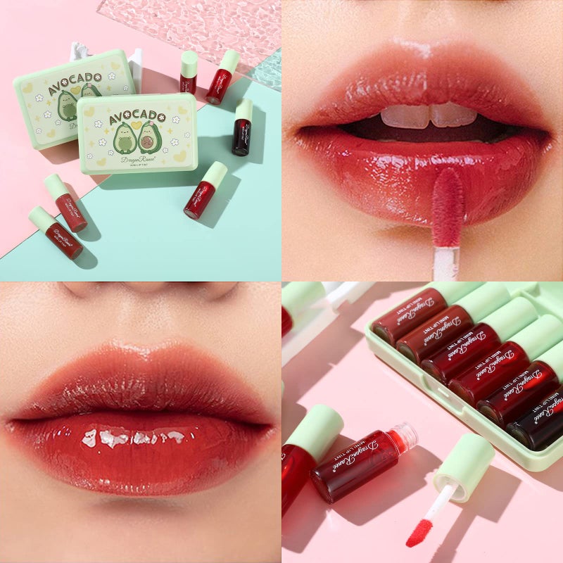 MinFei 6 Colors Lip Tint Stain Set, Korean Lip Gloss, Mini Liquid Lipstick for Women, Lip Gloss Set, Lip Stain Long Lasting Waterproof, Non-Stick Cup, High Pigment, Cute Stuff, Lip Makeup - Image 4