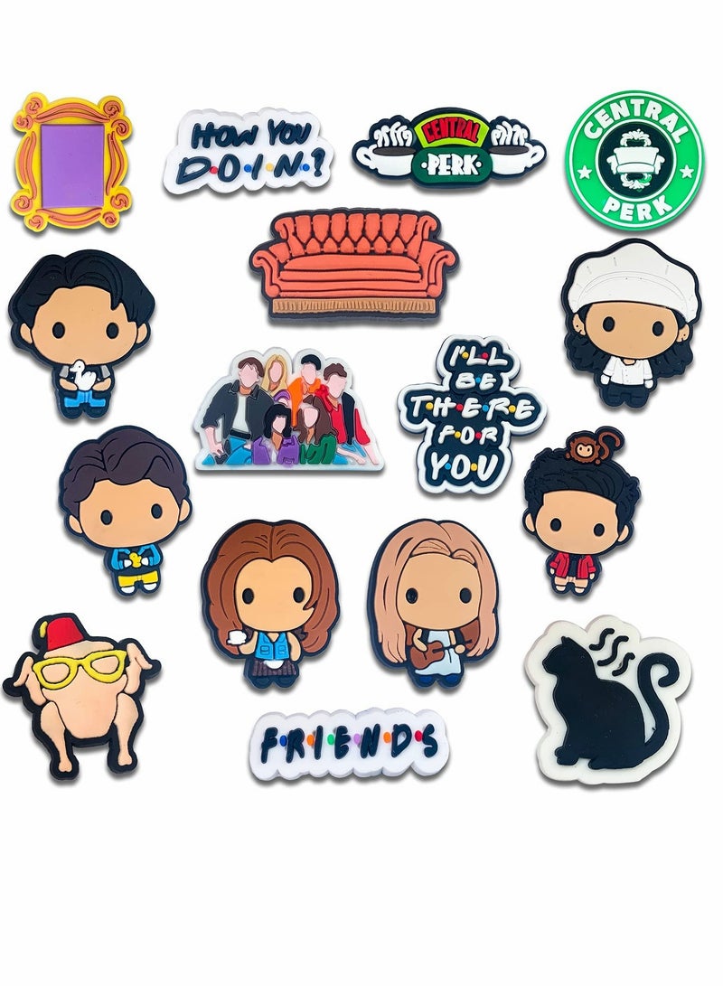 KASTWAVE زينة أحذية، 16 قطعة من زينة الأحذية المصنوعة من PVC لأحذية السليكون، زينة أحذية PVC لجزمة كروكس، أشكال مختلفة، دبابيس أحذية مع ثقب، هدية حفلة للأطفال والمراهقات - Image 1