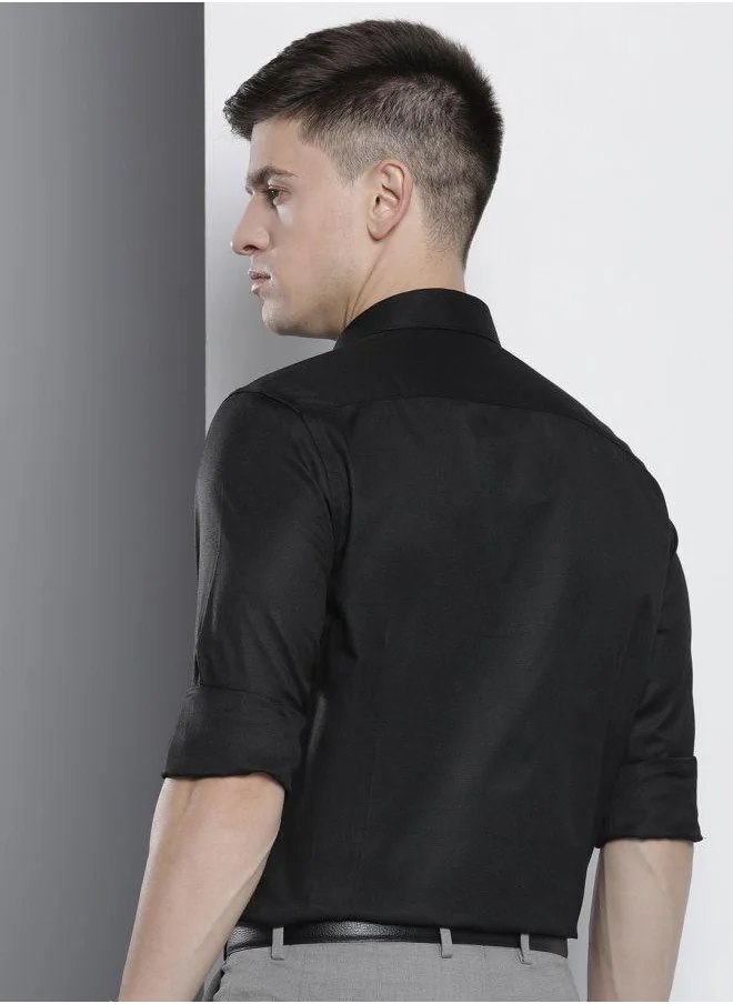 The Indian Garage Co Men Slim Fit Solid Full Sleeves Cutaway Collar Formal Shirt