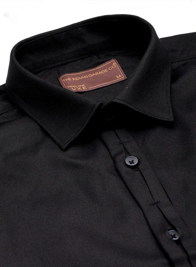 The Indian Garage Co Men Slim Fit Solid Full Sleeves Cutaway Collar Formal Shirt