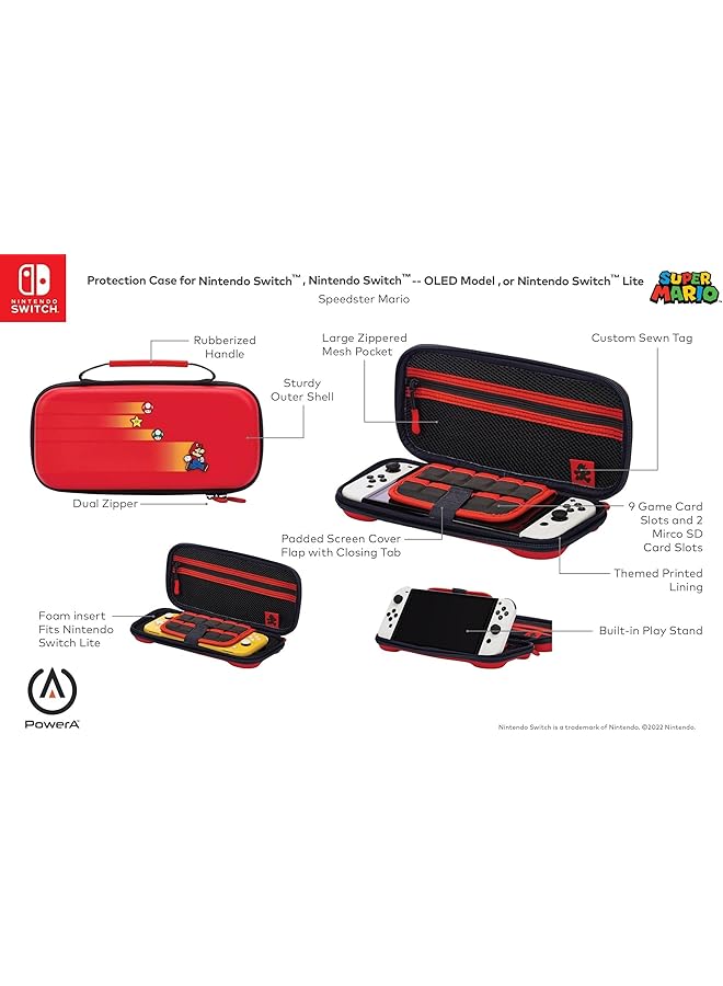 PowerA Protection Case For Nintendo Switch Oled Model Nintendo Switch And Switch Lite Speedster Mario Protective Case Gaming Case Console Case Accessories Storage Officially Licensed  - Image 2