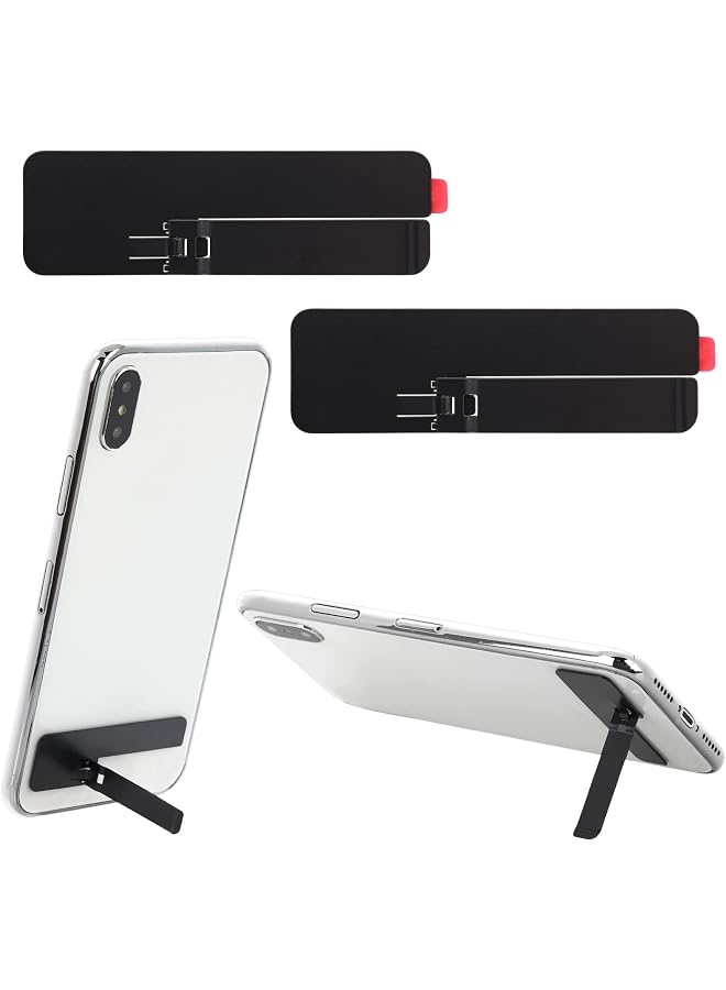 S-TOP Ultra-Thin Invisible Phone Kickstand, 2 Pack Adjustable Vertical Horizontal Placement Phone Stand Phone case Metal Kick Stand Compatible with Any Cellphone (Black), Invisible Phone Kickstand - Image 1