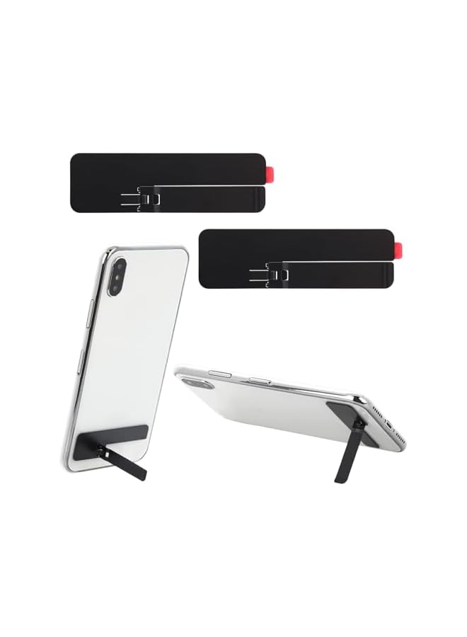 S-TOP Ultra-Thin Invisible Phone Kickstand, 2 Pack Adjustable Vertical Horizontal Placement Phone Stand Phone case Metal Kick Stand Compatible with Any Cellphone (Black), Invisible Phone Kickstand - Image 2