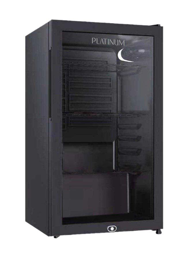 Platinum Beverage Cooler 90 Ltrs Mini Fridge Glass Door 4 Shelves Lock  Keys Color Black - Image 1