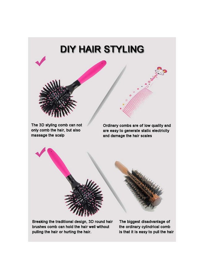 Aaiffey 3D Round Hair Brushes For Women Blow Drying Detangling Hairbrush 360 Degree Styling Hair Brush For Thick Curly Hair Circle Hair Comb For Wet And Dry Hair - Image 3