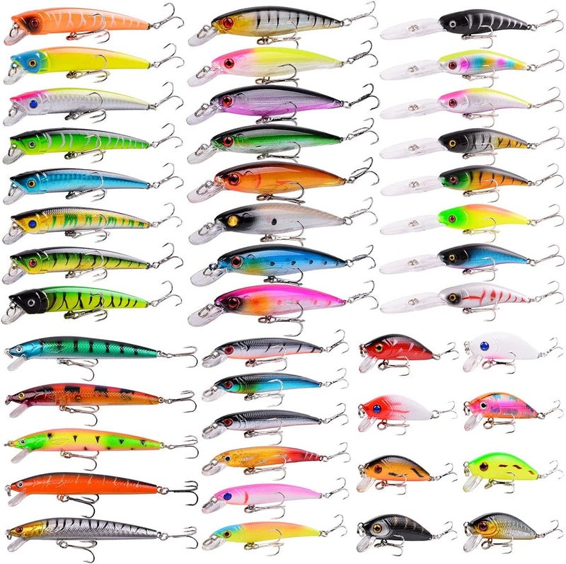 Aorace Fishing Lures Kit Mixed Including Minnow Popper Crank Baits with Hooks for Saltwater Freshwater Trout Bass Salmon Fishing - Image 1
