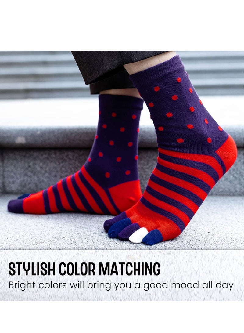 SYOSI Toe Socks Mens Five Finger Socks Cotton Sports Running Socks, Athlete Crew Socks with Toe for Men, 5 Pairs - Image 4