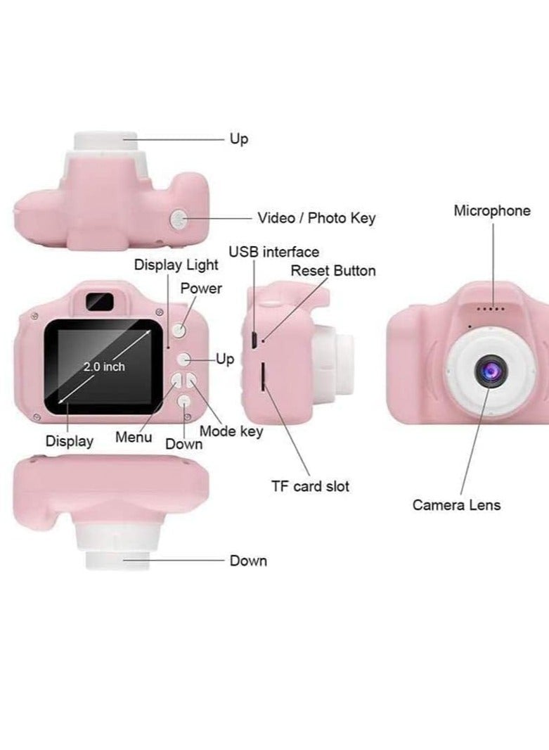 Festive Gallery Kids Camera Gifts For 4-8 Year Old Kids Shockproof Camera Mini Child Camcorder For Little Kid With Soft Silicone Shell For Outdoor Play Pink - Image 2