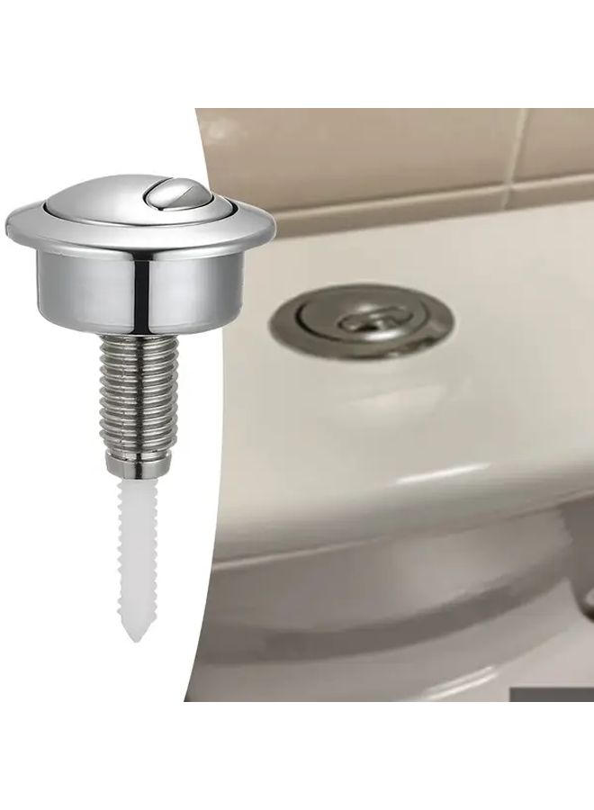 Classic Silver Toilet Flush Button Durable Plastic Easy Installation Bathroom Accessory 1pc - Image 4